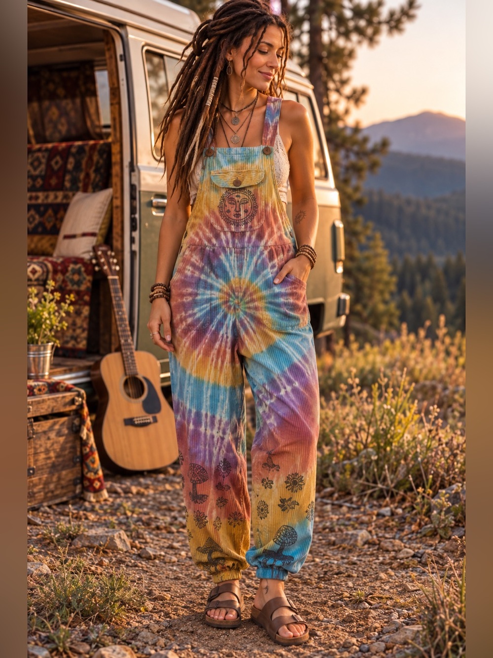 ThreadHeads Tie Dye Cotton Overalls – Size Medium